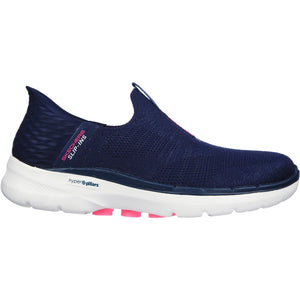 Women's Wide Fit Skechers 124569 Slip-ins GO WALK 6 Fabulous View Trainers - Navy