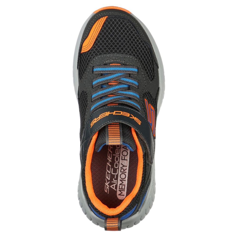 Skechers Little and Big Boys Power Sonic - Anorzo Velcro Charcoal / Orange