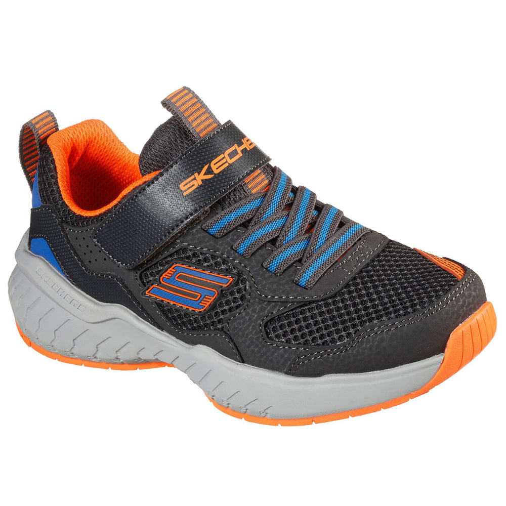 Skechers Little and Big Boys Power Sonic - Anorzo Velcro Charcoal / Orange