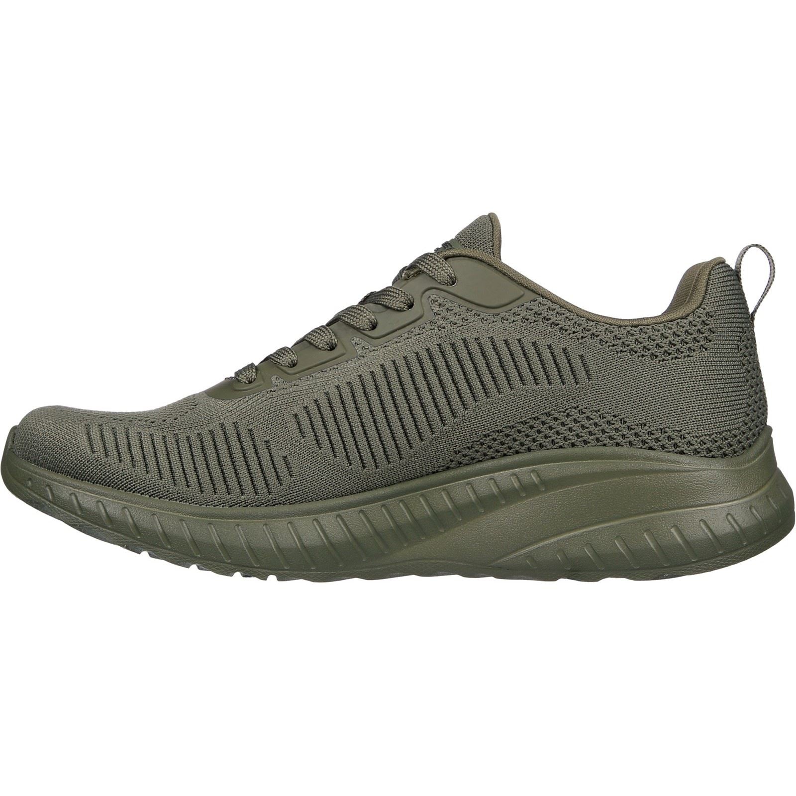 Women's Wide Fit Skechers 117209 Bob Squad Chaos Face Off Trainers - Olive