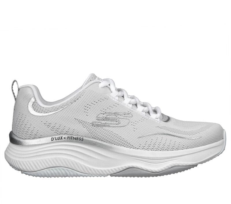 Women's Wide Fit Skechers 149837 D'lux Fitness Pure Glam Trainers