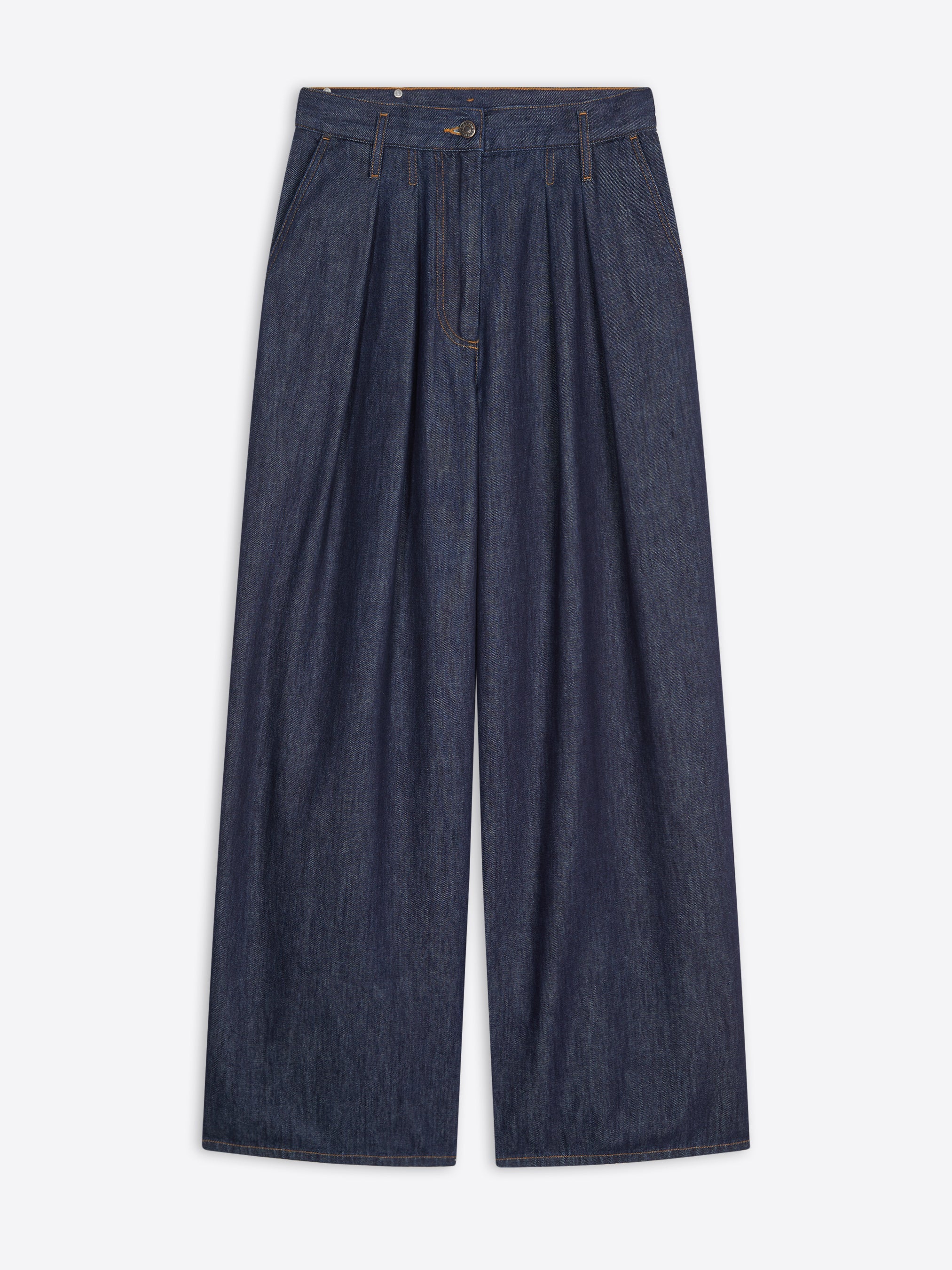 Wide pleated jeans