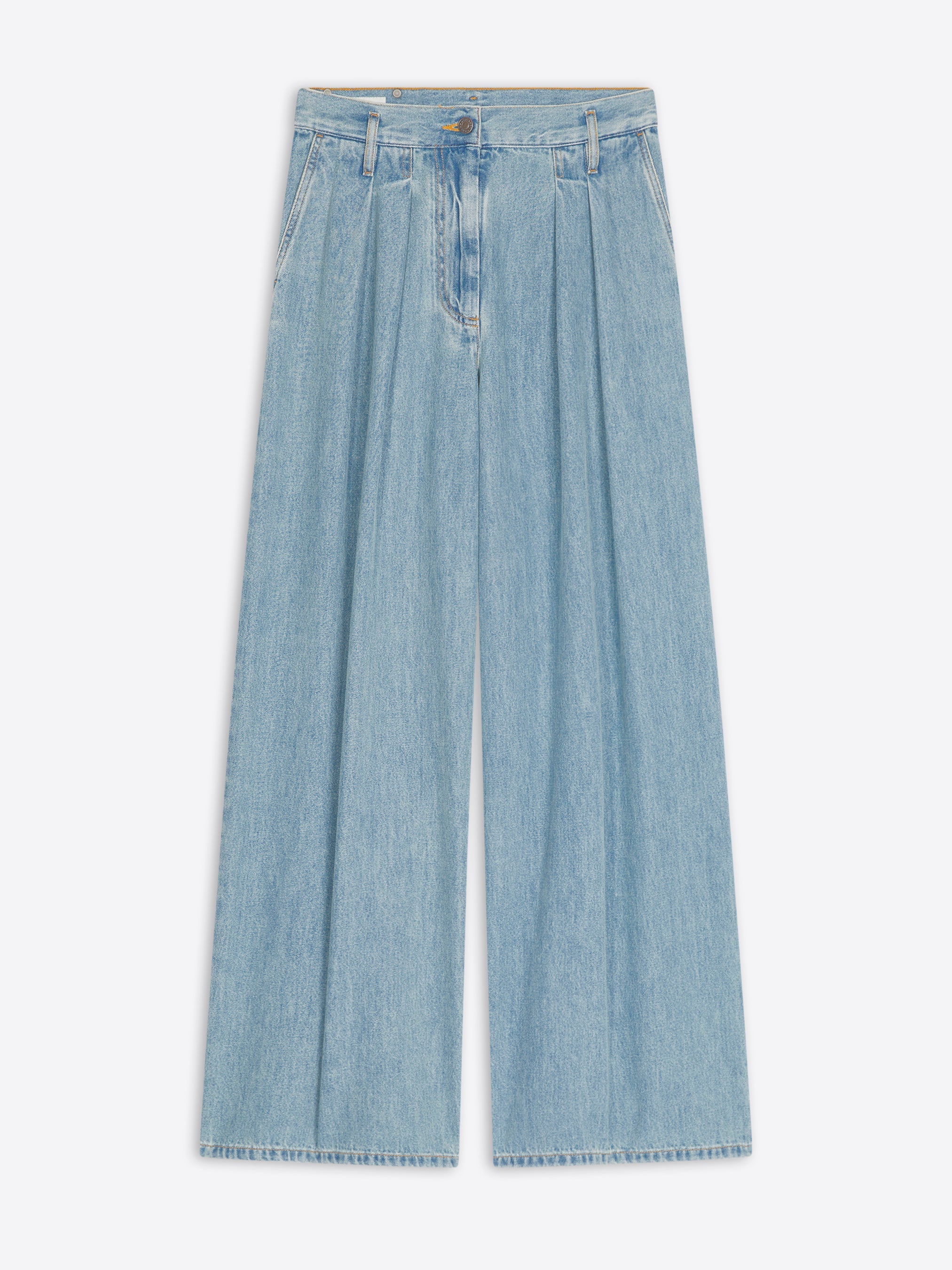 Wide pleated jeans