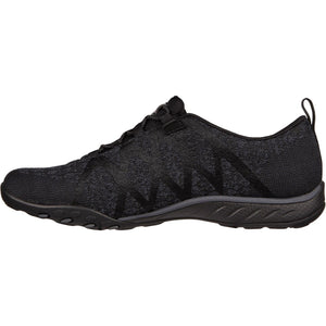 Women's Wide Fit Skechers 100301 Relaxed Fit Breathe Easy Infi Knity Trainers - Black