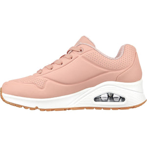 Women's Wide Fit Skechers 73690 Uno Stand On Air Sports Trainers - Blush