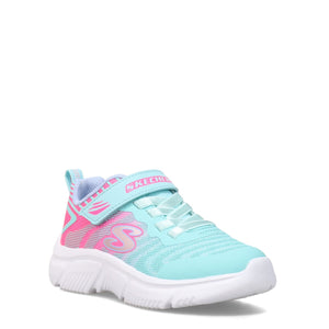 Skechers Little Girls GO RUN 650 - Fierce Flash Velcro Aqua / Pink