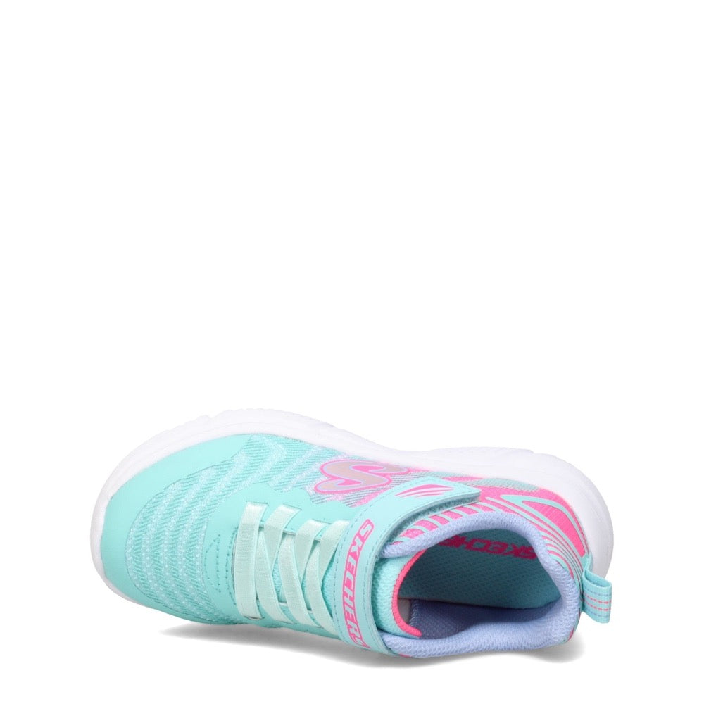 Skechers Little Girls GO RUN 650 - Fierce Flash Velcro Aqua / Pink