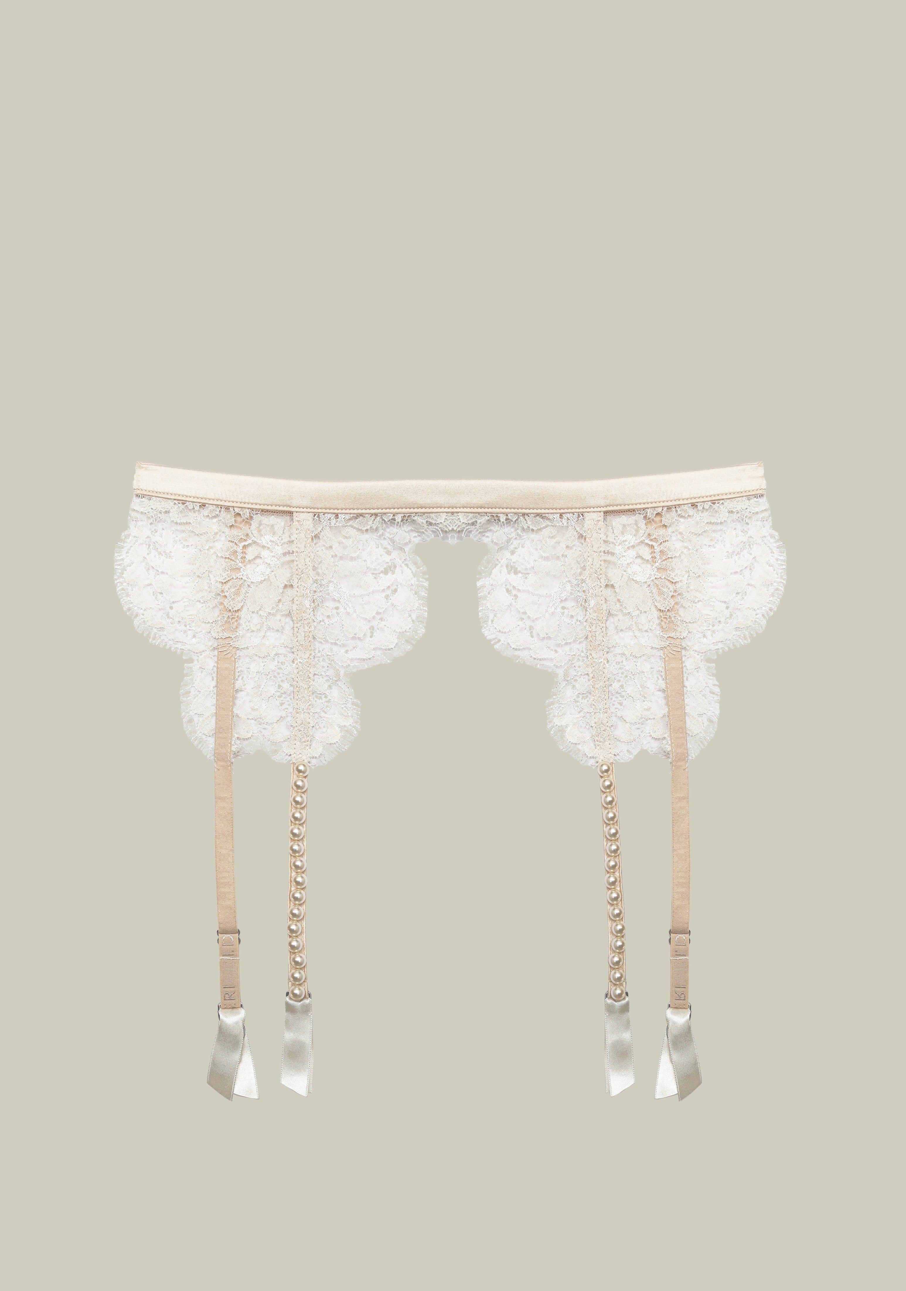 Feathers of a Swan Suspender Belt in Cream