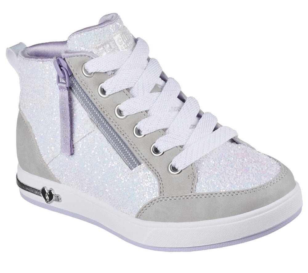 Skechers Big Girls Shoutouts 2.0 - Glitter Steps Zip Grey