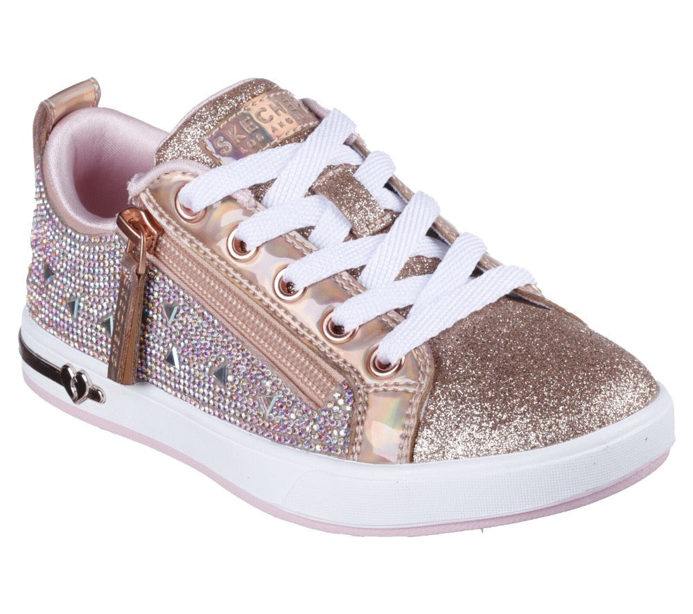 Skechers Big Girls Shoutouts - Deluxe Shine Zip Rose Gold