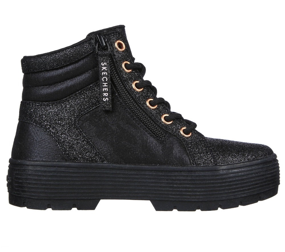 Skechers Big Girls Elevated - City Shine Zip Black / Rose Gold