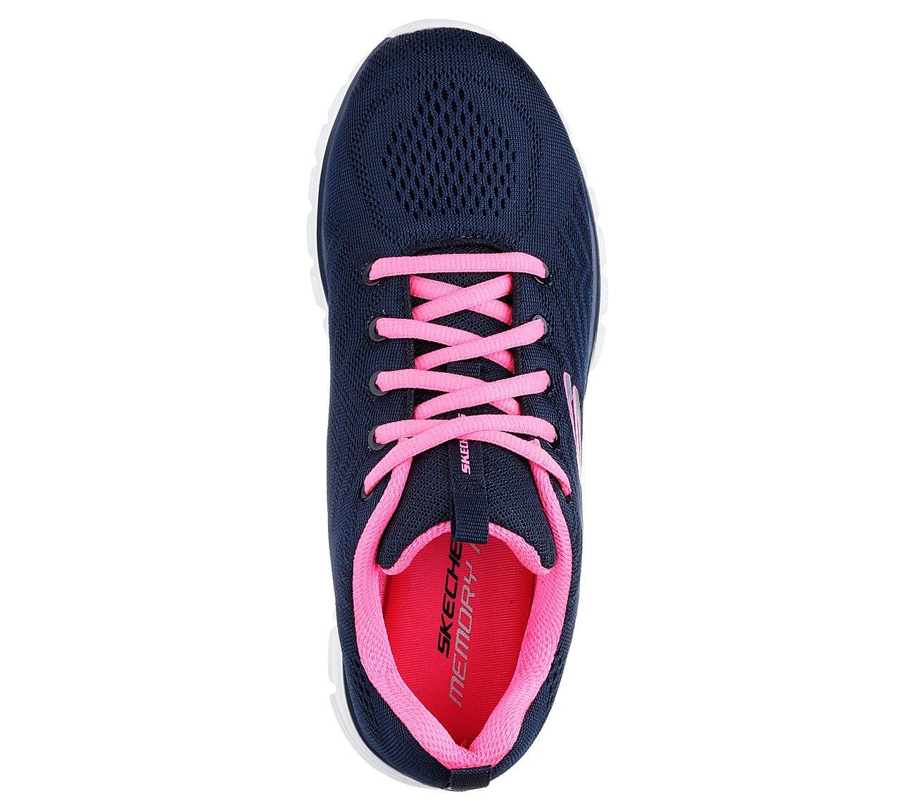 Womens Wide Fit Skechers 12615 Walking Trainers - Navy/Hot Pink