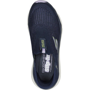 Women's Wide Fit Skechers 128571 Max Cushioning Smooth Trainers - Navy/Lavender