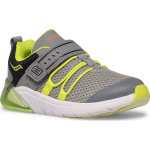 Saucony Toddler Boys Flash Glow 2.0 Jr. Velcro Sneaker Grey / Lime