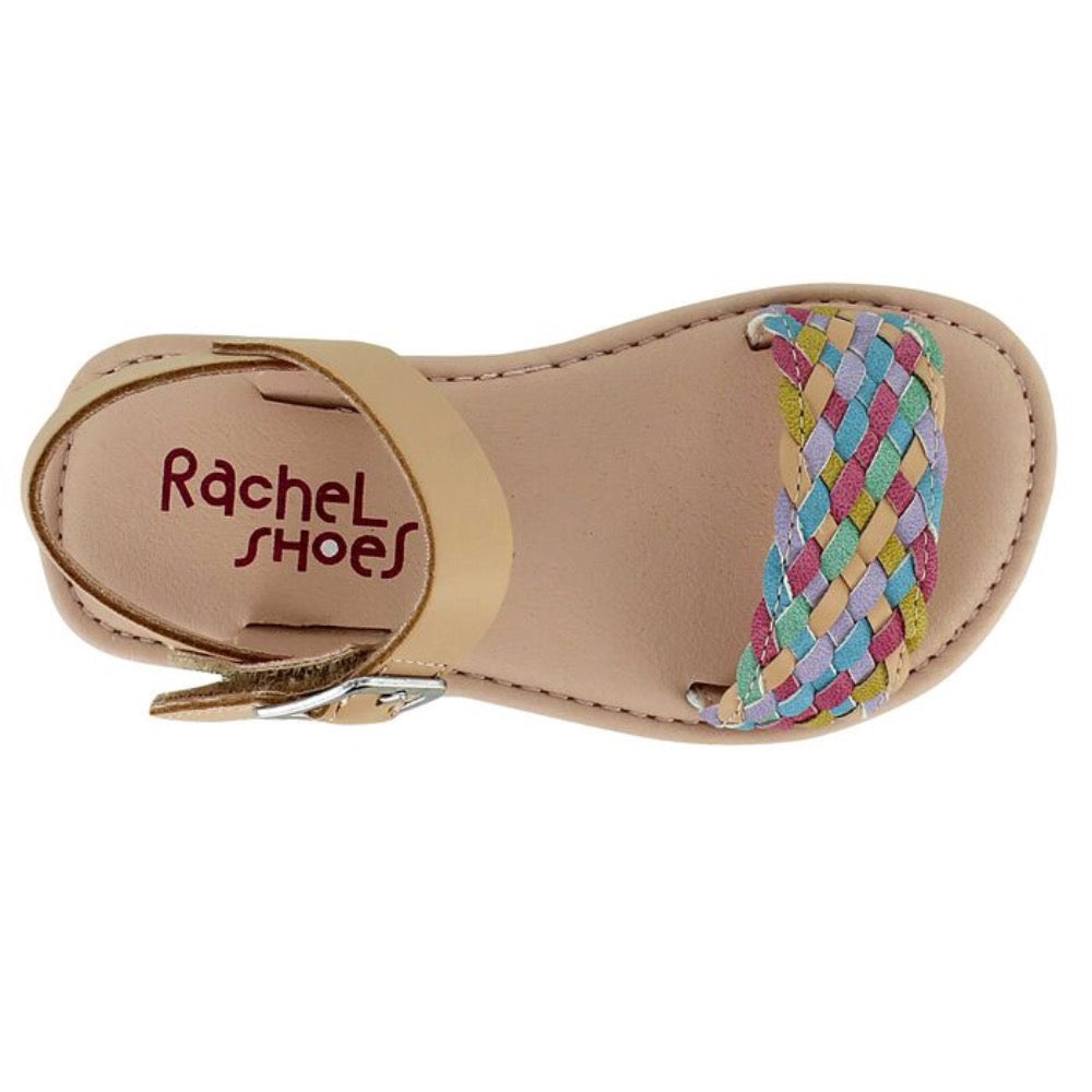 Valencia Imports (Rachel Shoes) Little Girls Wendy Sandal w/ Velcro Strap Natural Multi