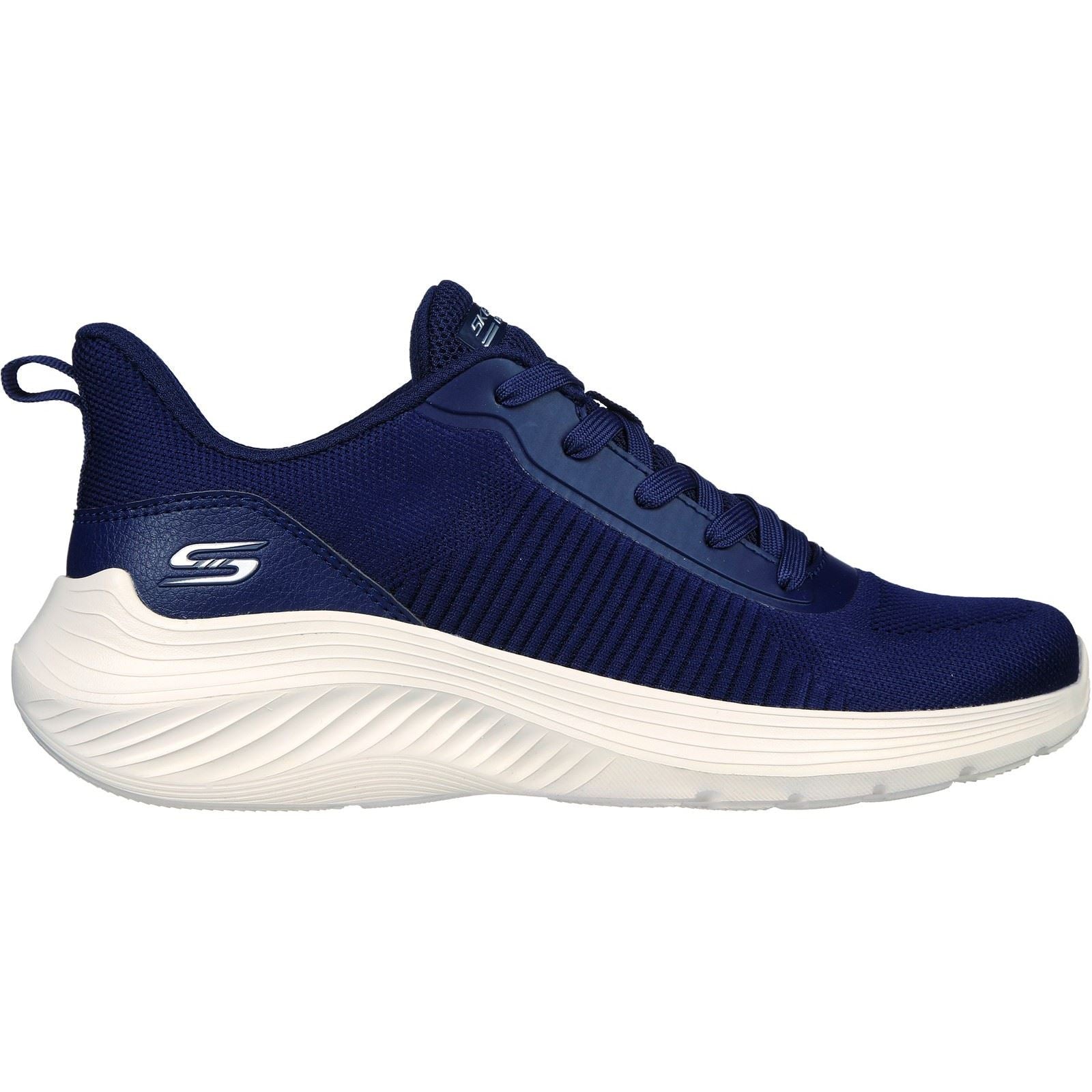 Women's Wide Fit Skechers 117470 Bobs Squad Waves Sports Trainers - Navy