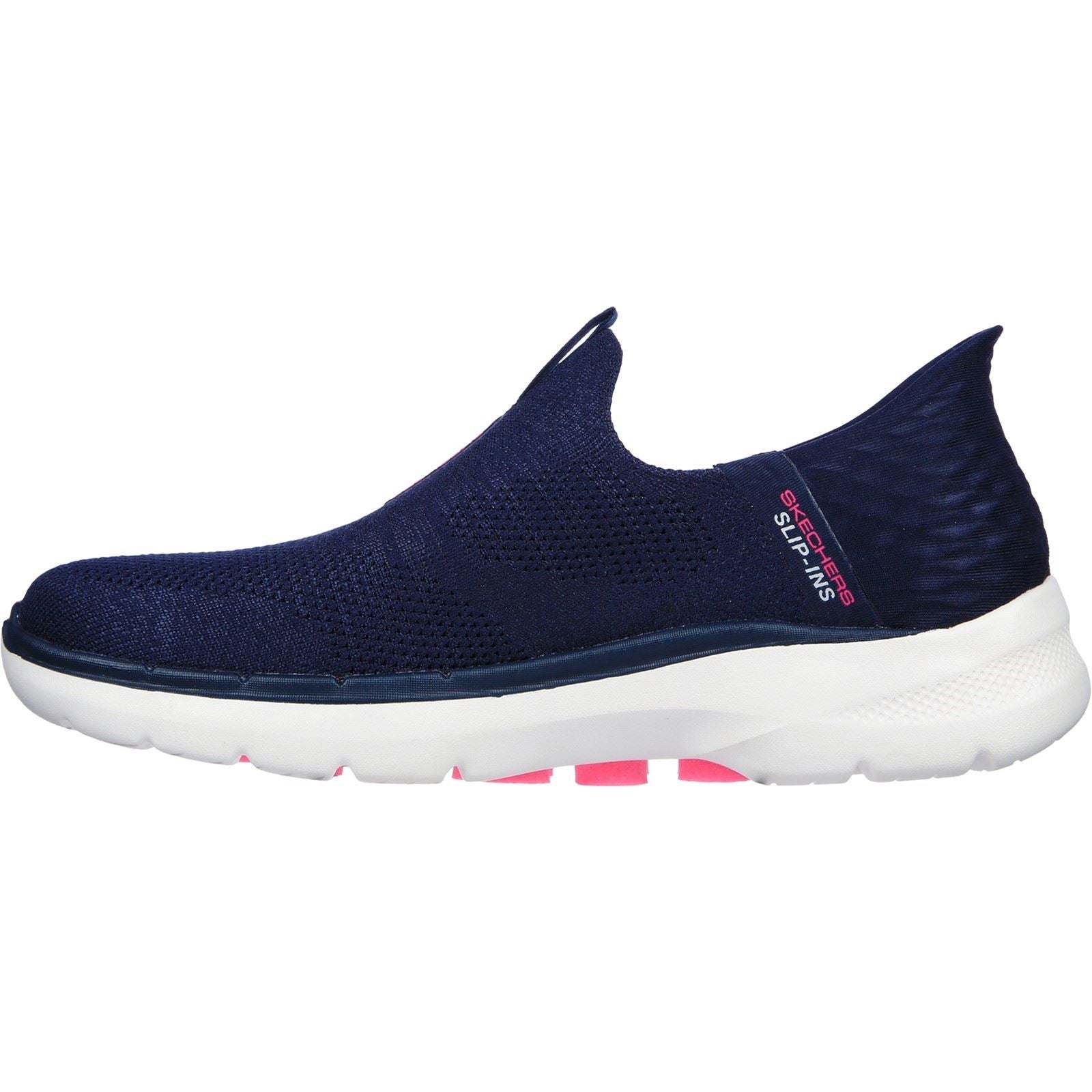 Women's Wide Fit Skechers 124569 Slip-ins GO WALK 6 Fabulous View Trainers - Navy