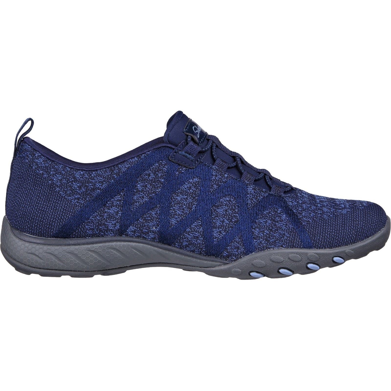 Women's Wide Fit Skechers 100301 Relaxed Fit Breathe Easy Infi Knity Trainers - Navy