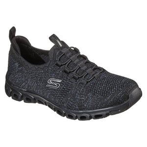 Women's Wide Fit Skechers 104198 Glide Step Grand Flash Trainers - Black