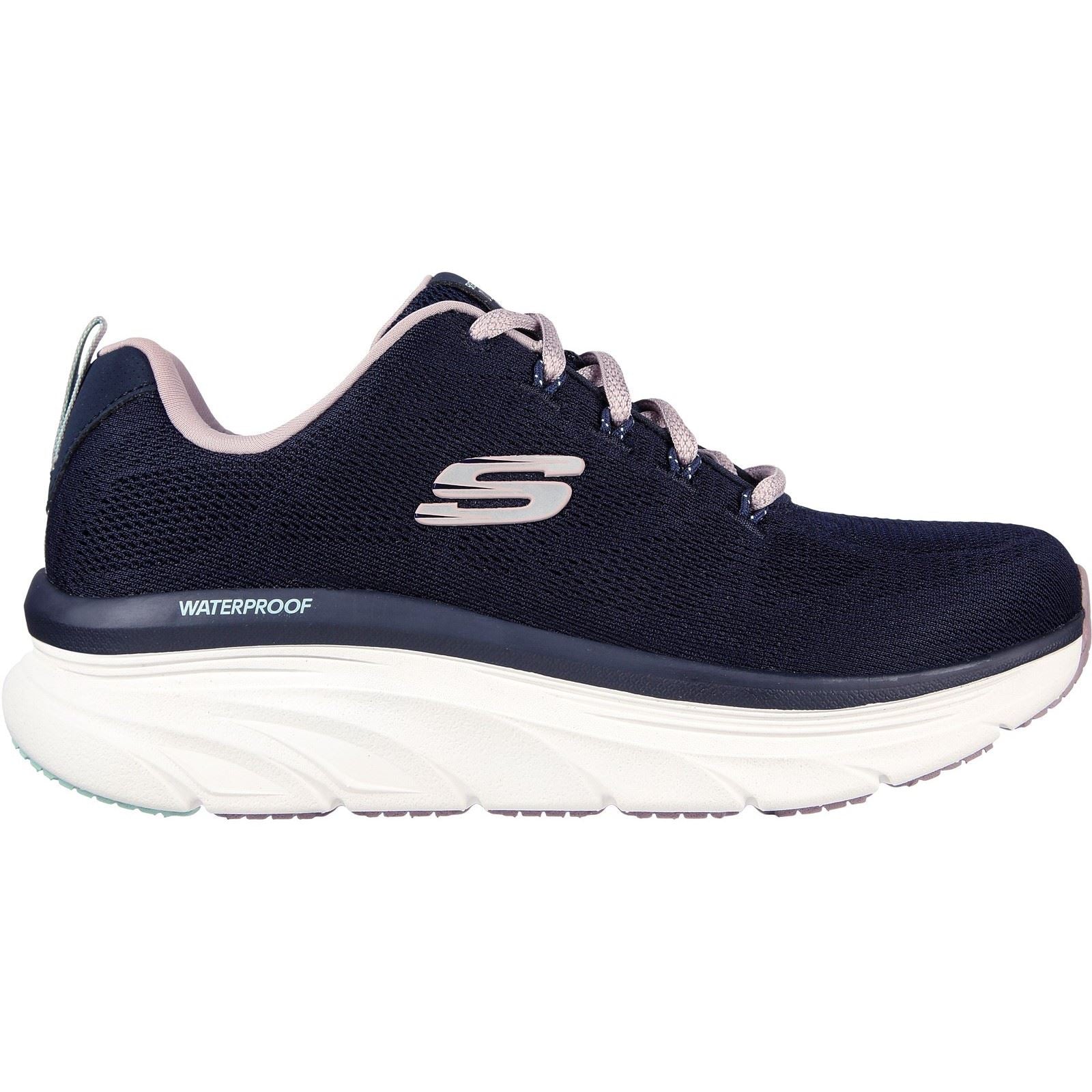 Women's Wide Fit Skechers 149810 D'Lux Walker Get Oasis Trainers - Navy/Lavender