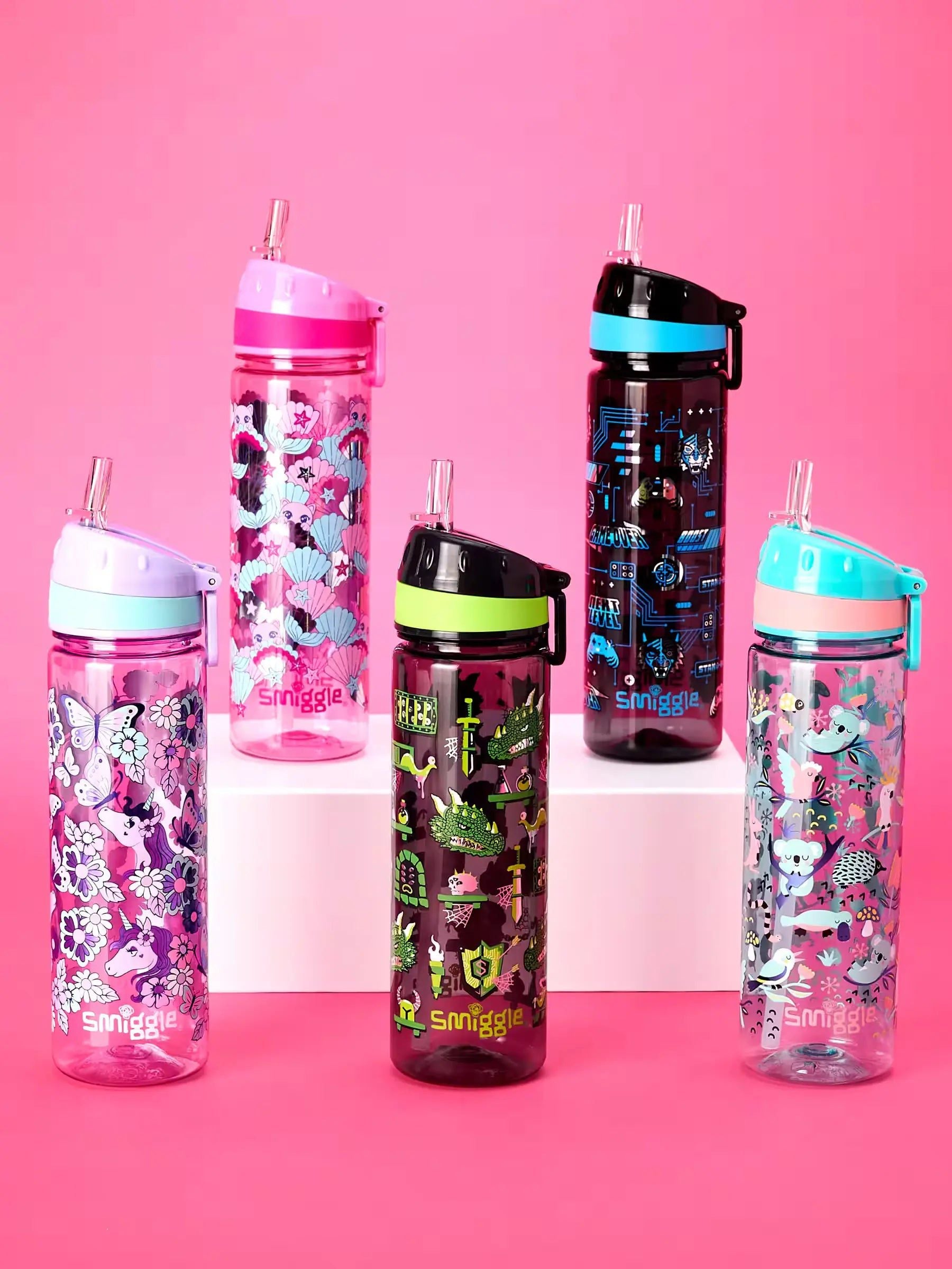 Smiggle - Hi There 650ML BPA Free Water Bottle with Straw