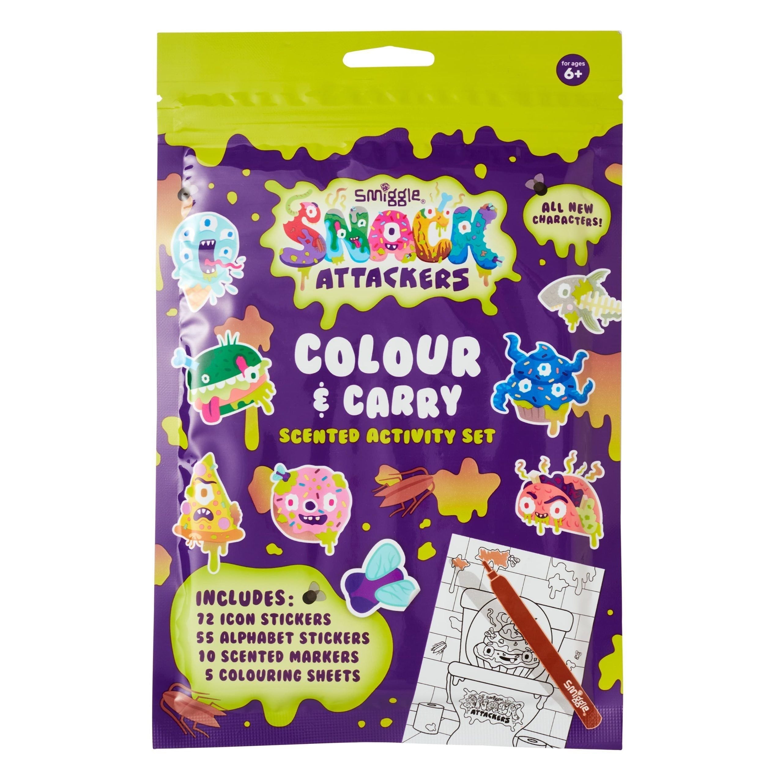 Smiggle - Snack Attackers Mini Coloring Set