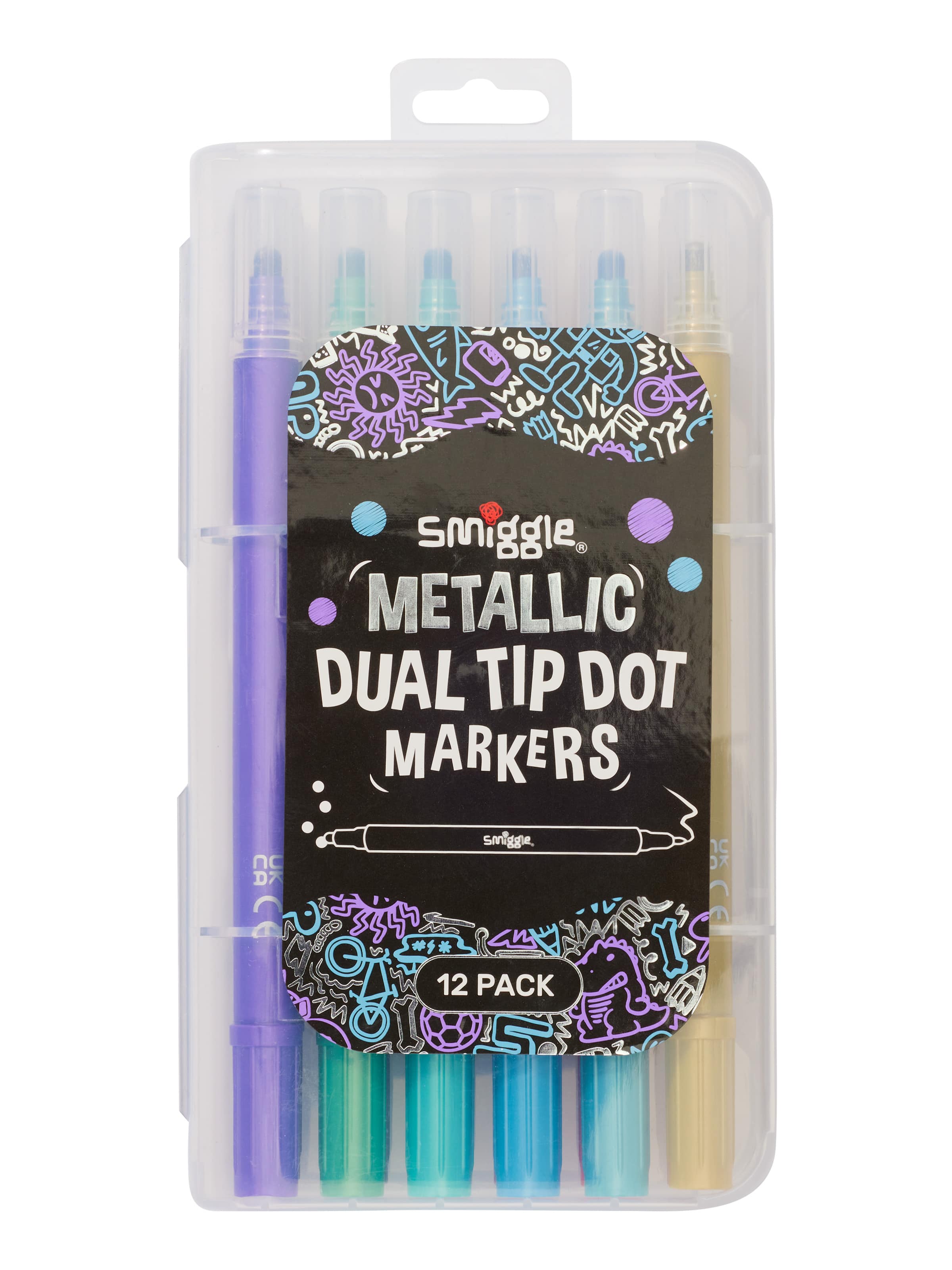 Smiggle - Metallic Dual Tip Dot Markers Pack X12