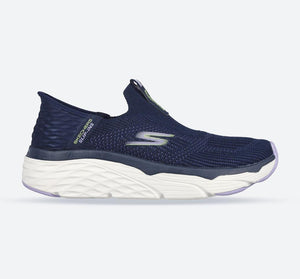 Women's Wide Fit Skechers 128571 Max Cushioning Smooth Trainers - Navy/Lavender