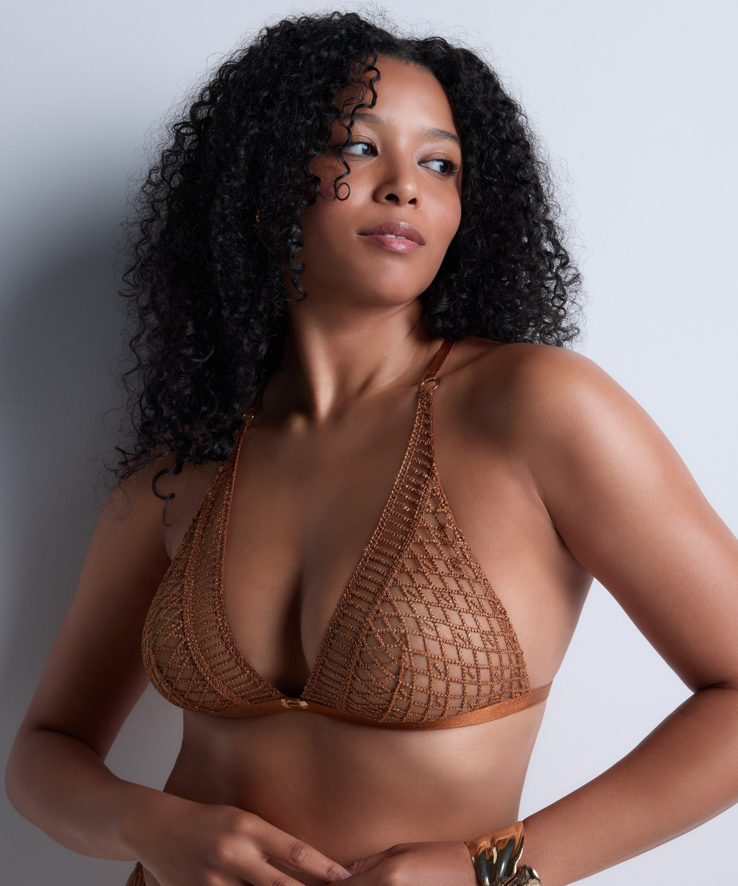 Stardust Dream Bralette Triangle Bra in Amber Gold