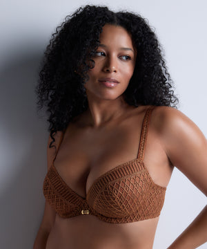 Stardust Dream Moulded Plunge Bra in Amber Gold