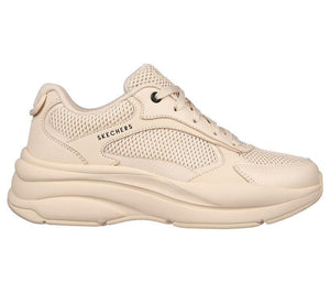 Women's Wide Fit Skechers 177402 Street Twisterz Lighten Up Trainers - Sand