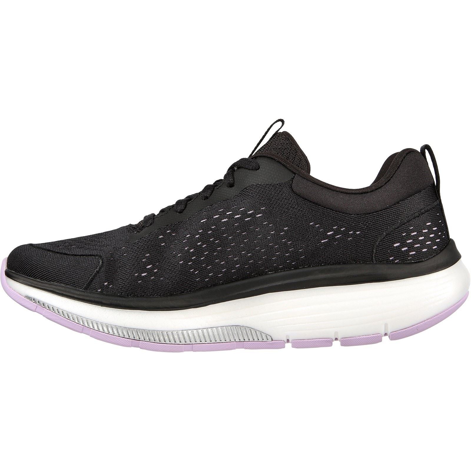 Women's Wide Fit Skechers 124933  Go Walk Workout Walker Trainers - Black/Lavender