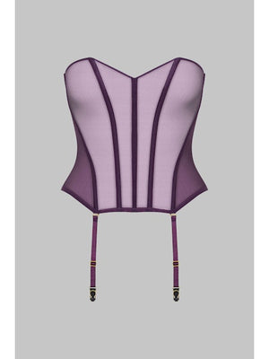 L'Amoureuse Corset with Suspenders Purple Orchid