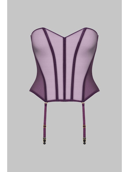 L'Amoureuse Corset with Suspenders Purple Orchid