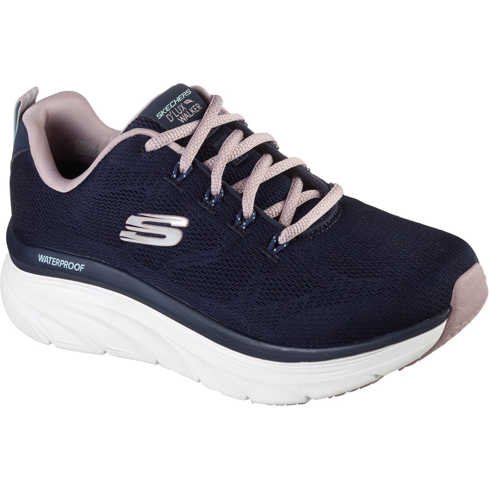 Women's Wide Fit Skechers 149810 D'Lux Walker Get Oasis Trainers - Navy/Lavender