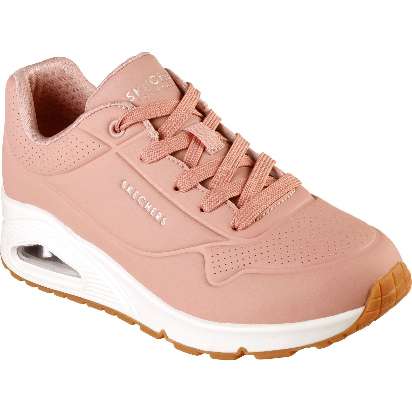 Women's Wide Fit Skechers 73690 Uno Stand On Air Sports Trainers - Blush