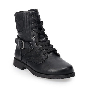 Valencia Imports (Rachel Shoes) Little and Big Girl Leanna Combat Boot w/ Zip Black