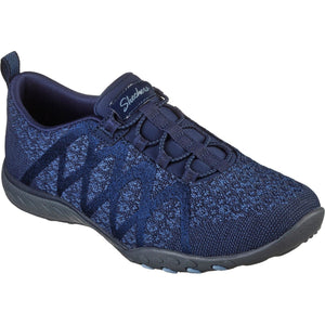 Women's Wide Fit Skechers 100301 Relaxed Fit Breathe Easy Infi Knity Trainers - Navy