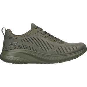 Women's Wide Fit Skechers 117209 Bob Squad Chaos Face Off Trainers - Olive