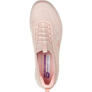 Women's Wide Fit Skechers 104307 Glide Step Flex Good Dream Trainers - Light Pink