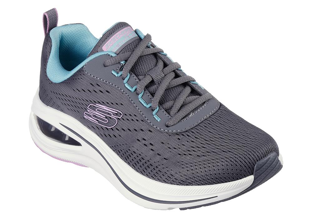 Women's Wide Fit Skechers 150131 Skech Air Meta Aired Out Trainers - Charcoal/Multi