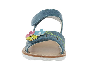 Valencia Imports (Rachel Shoes) Toddler and Little Girls Tiana Sandal w/ Velcro Strap Denim / Multi