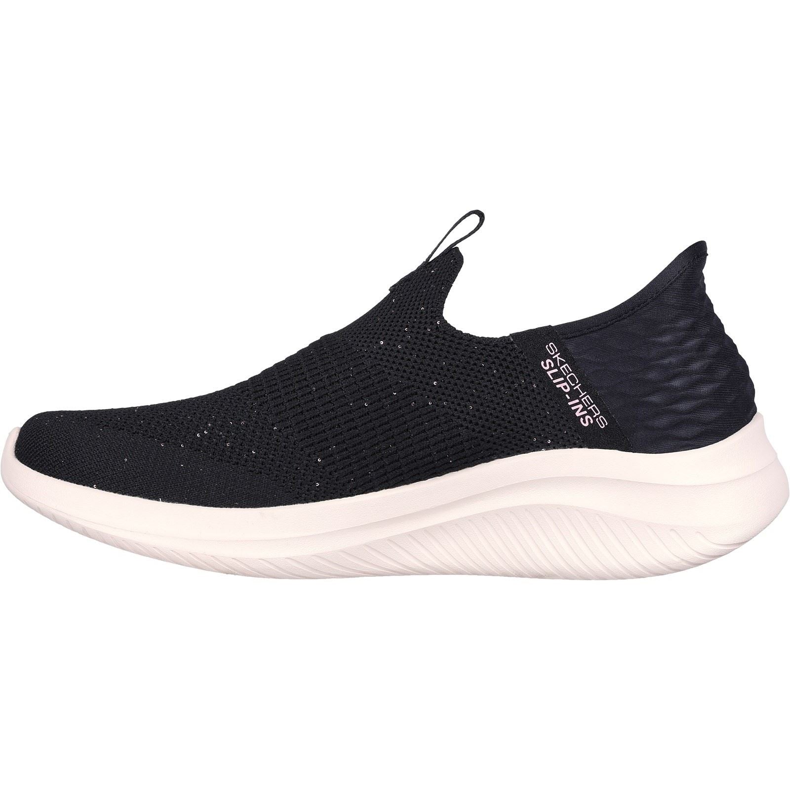 Women's Wide Fit Skechers 149594 Slip-ins Ultra Flex 3.0 Trainers -  Black/Rose Gold