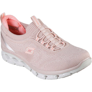 Women's Wide Fit Skechers 104307 Glide Step Flex Good Dream Trainers - Light Pink