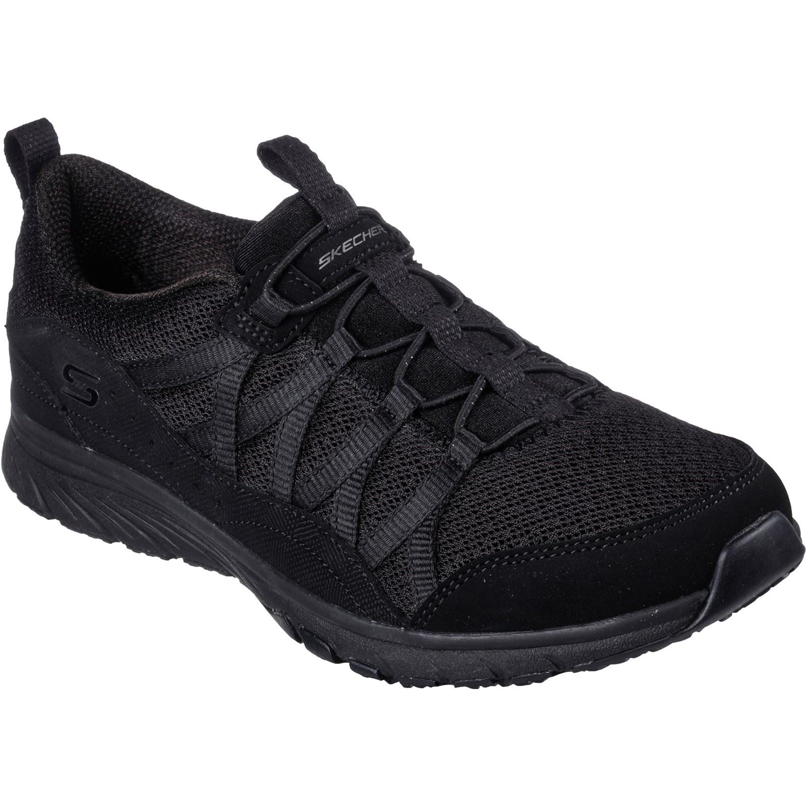 Women's Wide Fit Skechers 104281 Gratis Sport Live Golden Trainers - Black