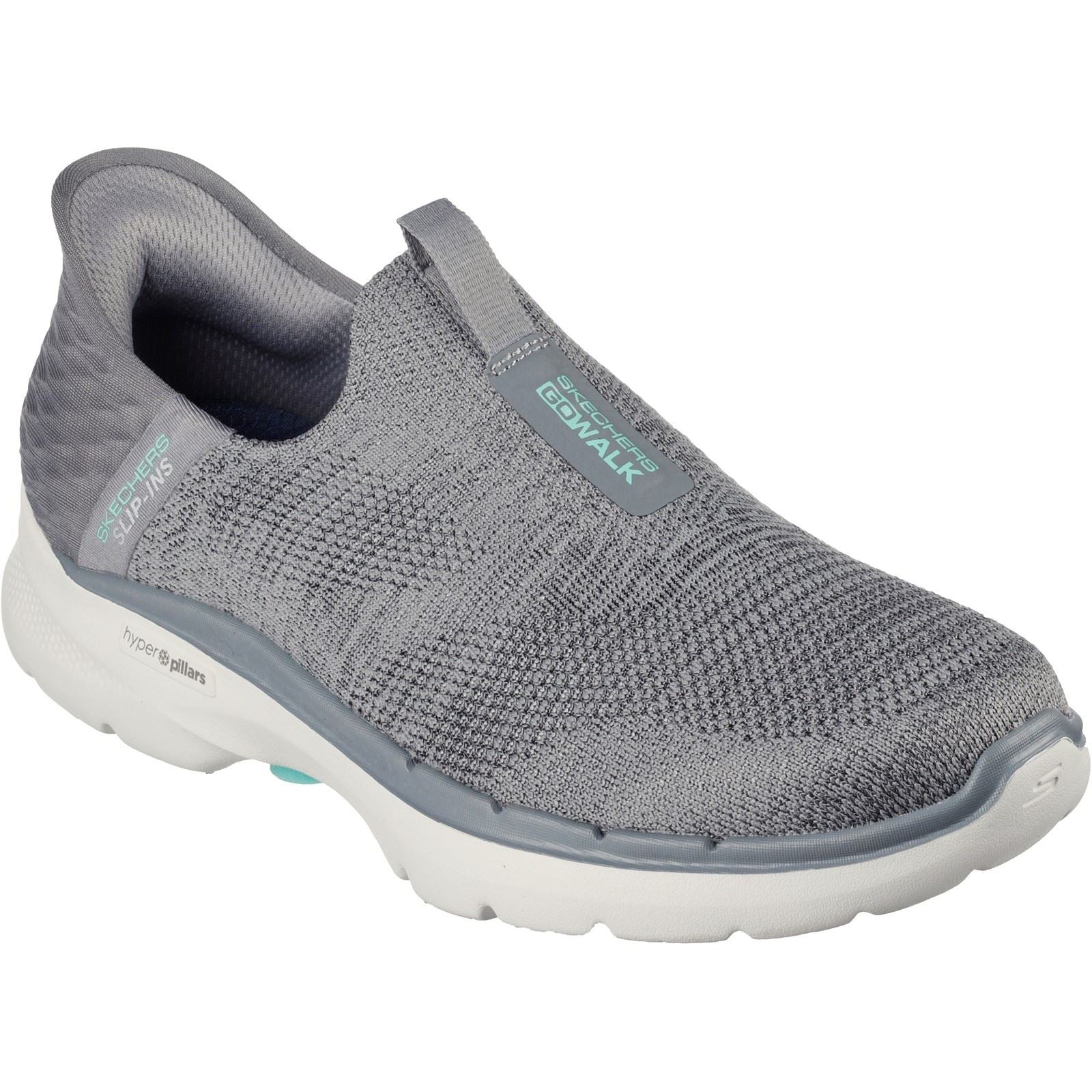 Women's Wide Fit Skechers 124569 Slip-ins GO WALK 6 Fabulous View Trainers - Grey