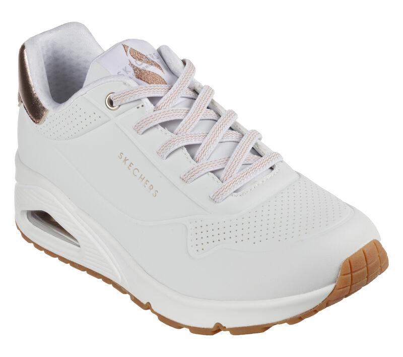 Women's Wide Fit Skechers 155196 Uno Shimmer Away Trainers