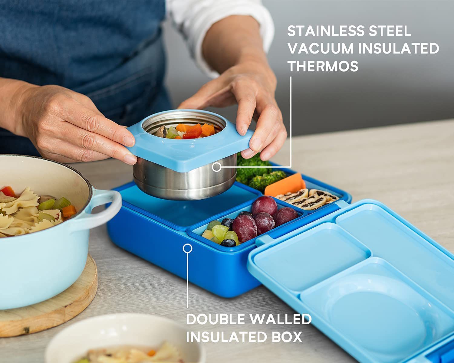 OmieBox Thermal Insulated Blue Bento Lunch Box