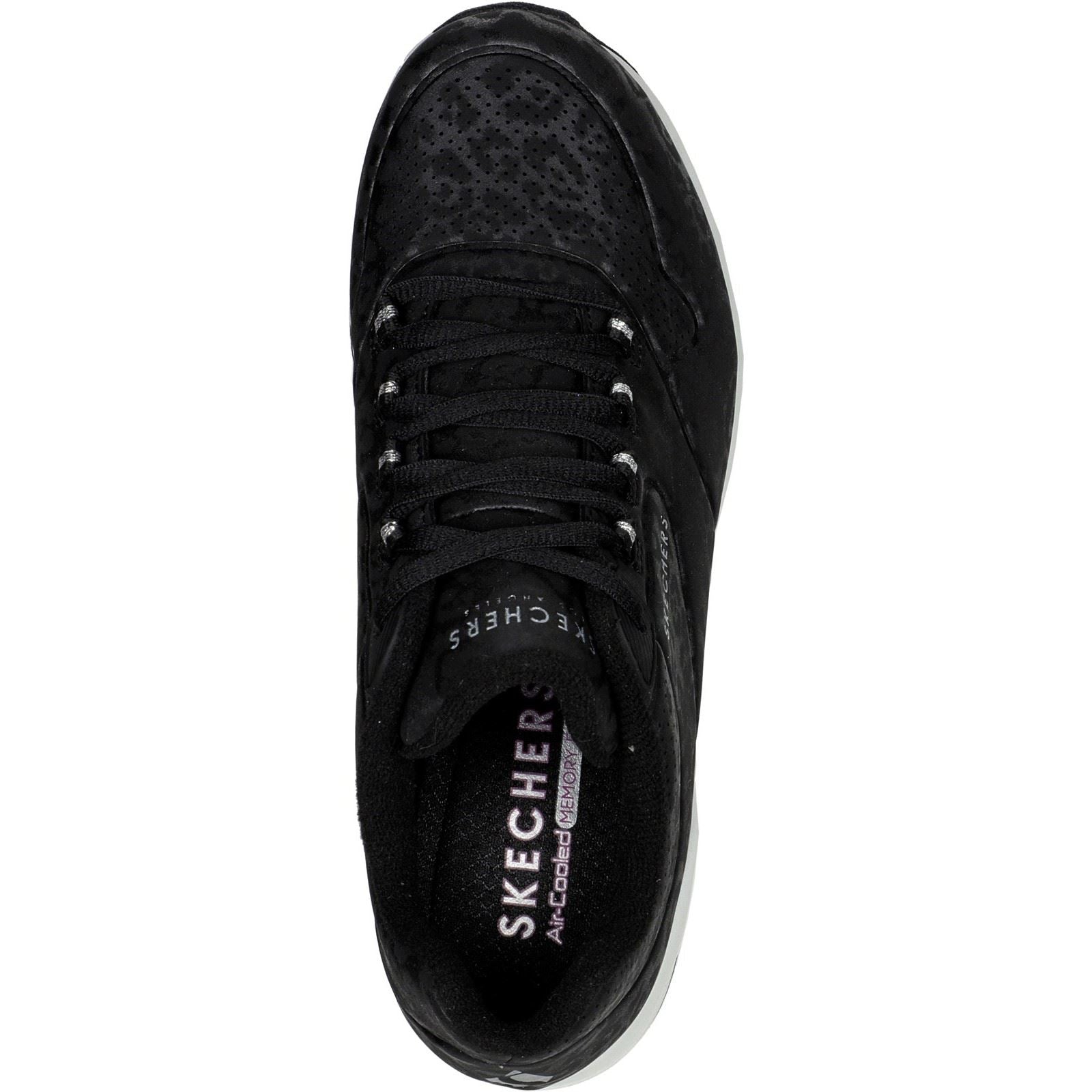 Women's Wide Fit Skechers 155642 Uno 2 In Kat Neato Trainers - Black