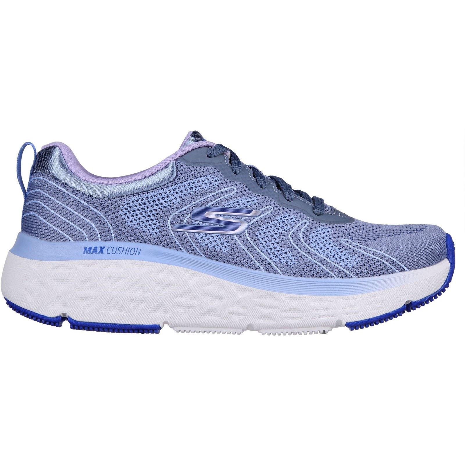 Women's Wide Fit Skechers 129120 Max Cushioning Delta Trainers - Blue/Lavender